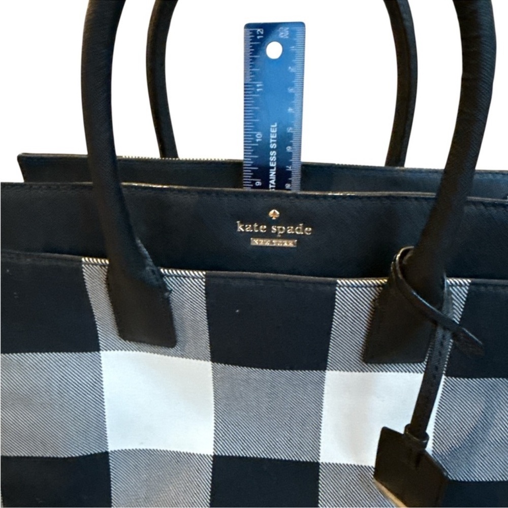 Kate Sade New York Cameron Street Candace Satchel, Black/White Plaid - Picture 6 of 8